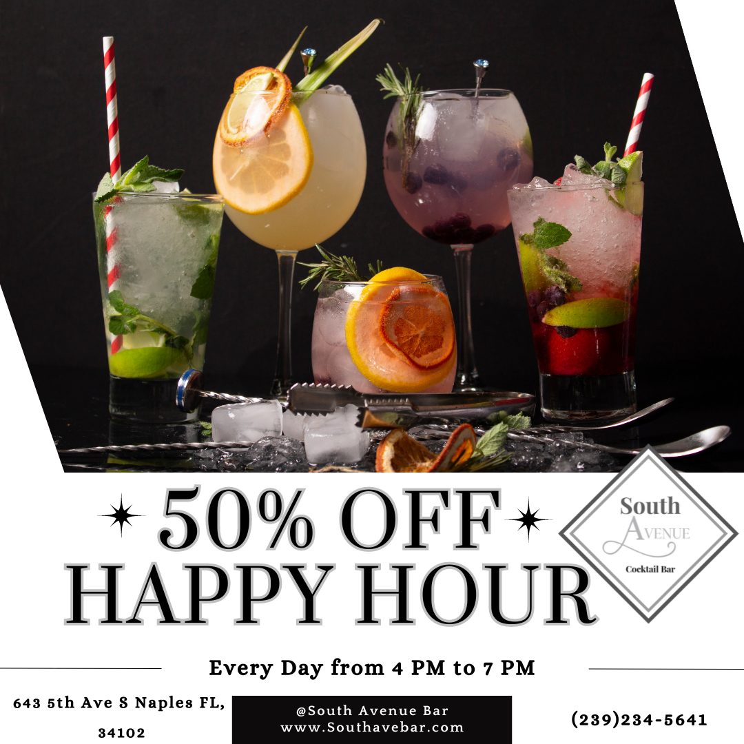 Daily Happy Hour from 4 to 7 PM
